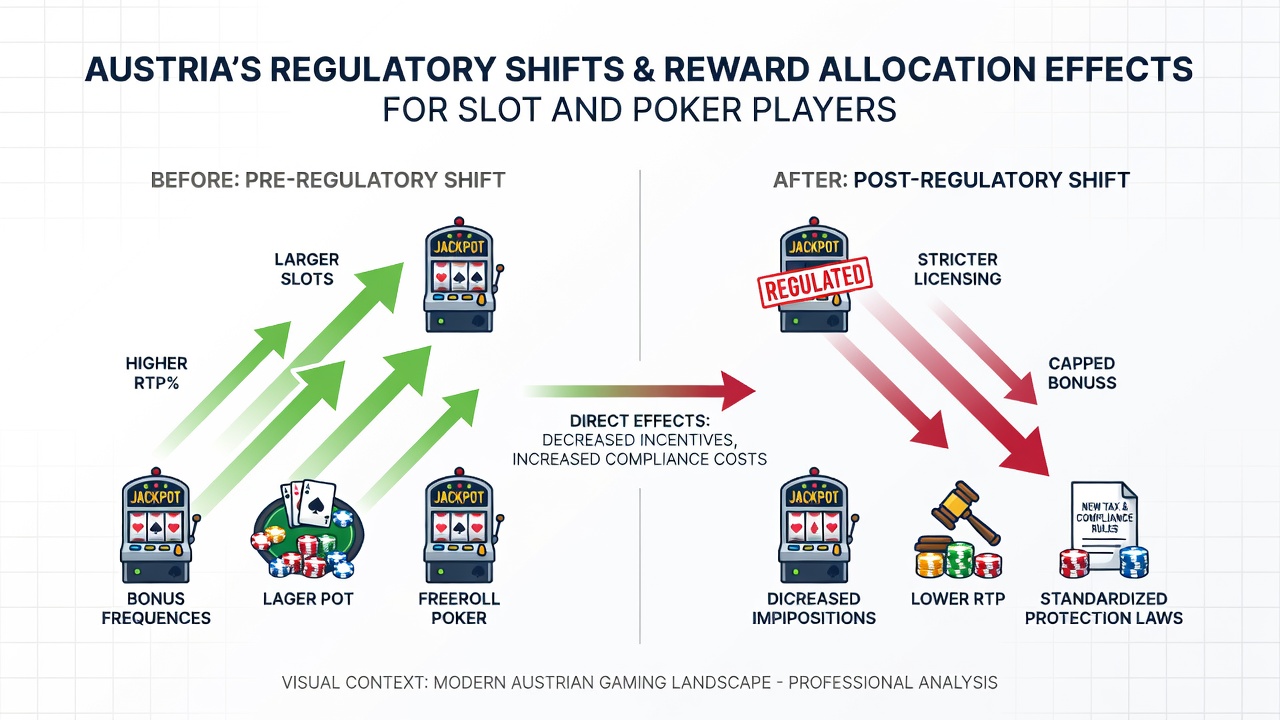 Poker table setup illustrating regulatory effects on tournament reward allocations in Austria